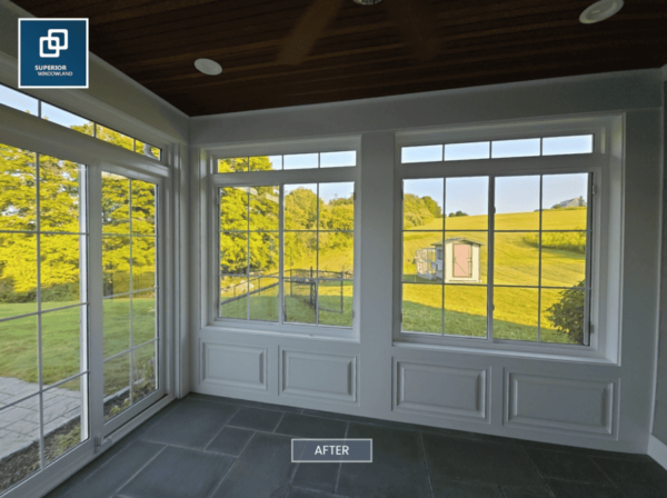 Sunroom window replacement & patio door installation in Southbury, CT.